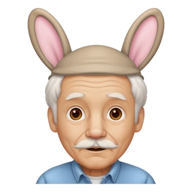 old man with bunny ears sticker