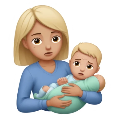 Giving birth emoji mom pushing out baby sticker