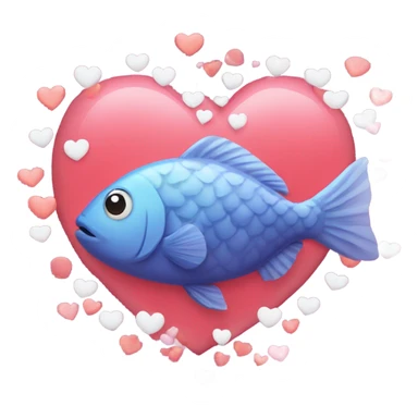 a fish with love hearts around it sticker