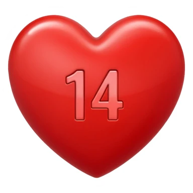 the number "14" in a red heart sticker