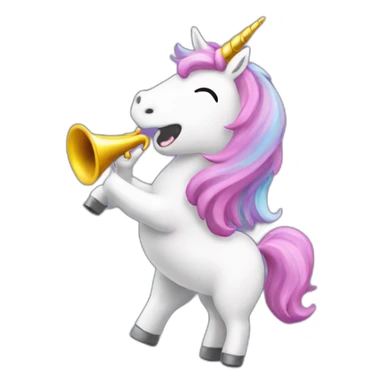 Unicorn blowing birthday trumpet sticker