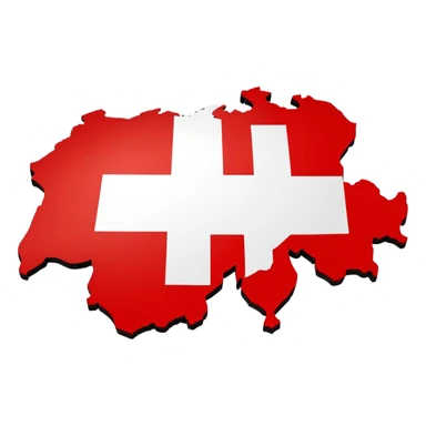 Outline / silhouette of the Swiss map with the Swiss flag design within this outline sticker