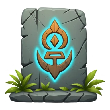 Stone Tablet – Carved gray slab with ancient runes in jyngle sticker