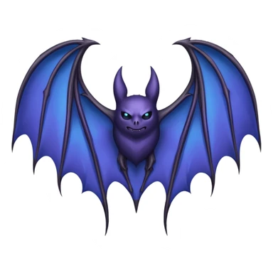 Dark fantasy bat wings, symmetrical, sharp edges, deep black with subtle blue-purple highlights, realistic, high detail, isolated on black background sticker