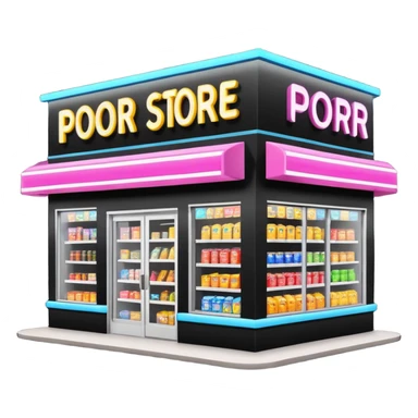 Convenience store named poor store and more sticker