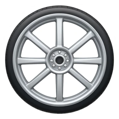 Realistic front-view wheel with perfectly symmetrical design, evenly spaced straight spokes, equal distance between each spoke, centered composition, smooth metallic texture, clean edges, no background. sticker