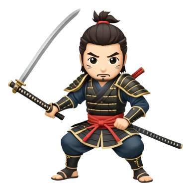 japanese samurai swinging katana sticker