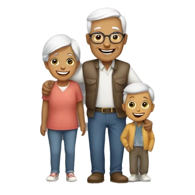 Grandparents holding grandson with stylish smiles sticker