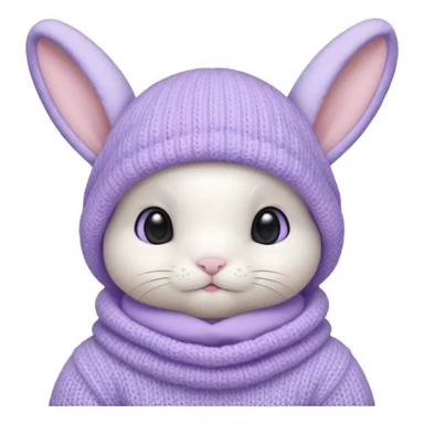 white baby bunny head in a pastel lavender balaclava sticker