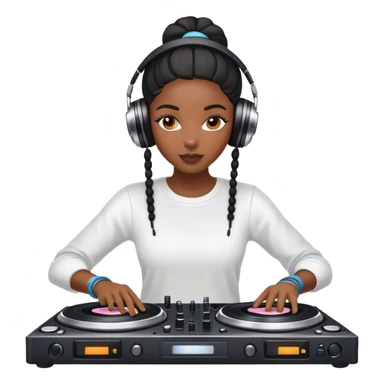 A black girl dj with turntables sticker