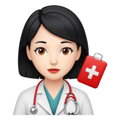 doctor with black hair and red hairclips  sticker