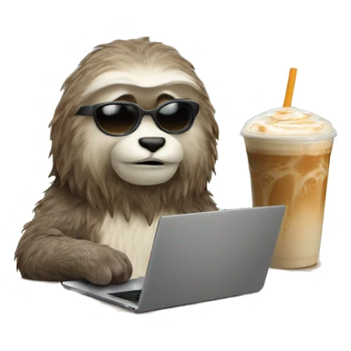 sloath with laptop and ice latte sticker