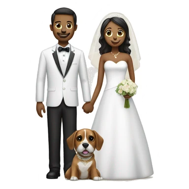 Bride and groom with a dog sticker