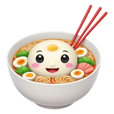 kawaii ramen with cute eyes and smile on the bowl only and 2 chopsticks ONLY sticker
