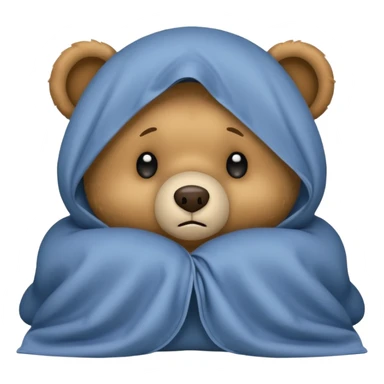 Scared teddy bear hiding under covers sticker