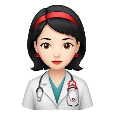 doctor with black hair and red hairclips  sticker