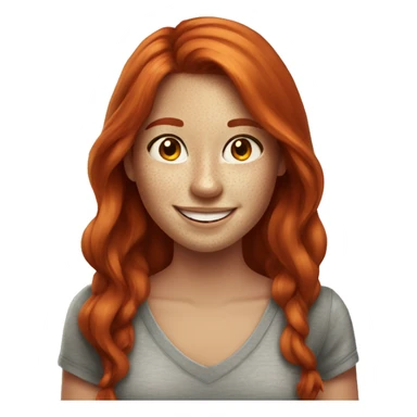 long red hair girl with freckles smiling sticker
