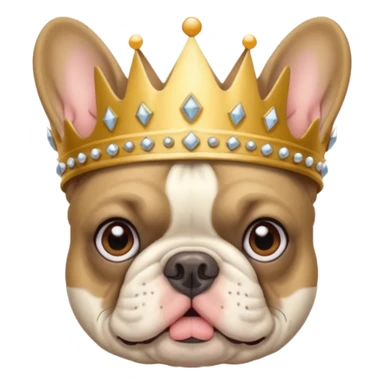French bulldog wearing a crown sticker