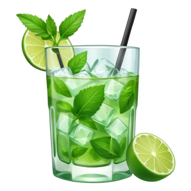 Make a mojito in she style of an emoji in a small glas  sticker