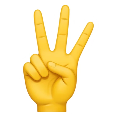 minimalist peace sign hand emoji, yellow sticker