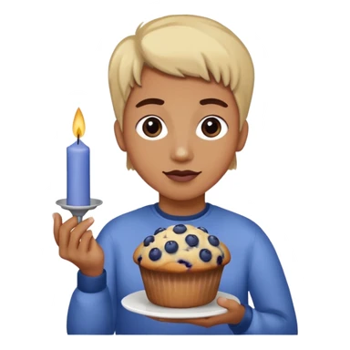 Blueberry Muffin celebrating birthday. Make sure it actually looks like a muffin with candles. Somebody holding it  sticker