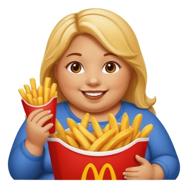 Fat Girl munching fries sticker