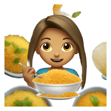 girl eating tunisian couscous sticker