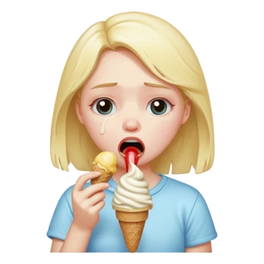 a crying girl eating ice cream after heartbreak sticker