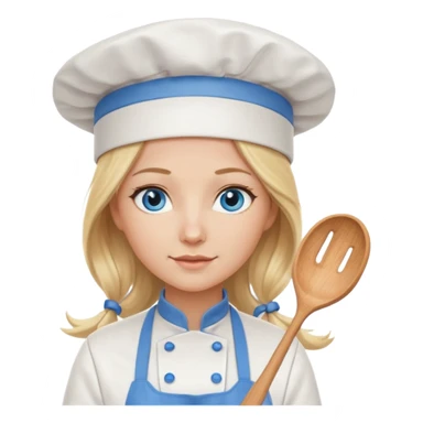 Long Blonde hair blue eyed female chef sticker