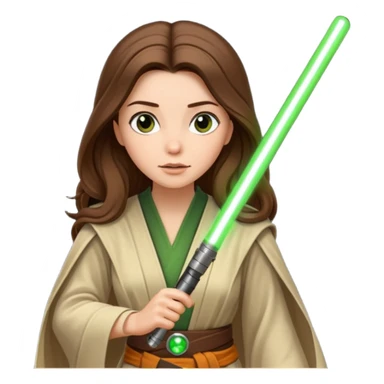 Ios 18 starwars theme ( jedi, robots etc..) long brown hair lady with lightaber green or red. Every one is alone. Not all in one emoji sticker
