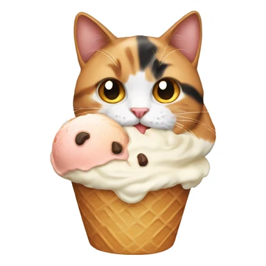 Icecream with calico cat sticker