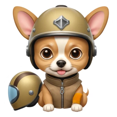 Chihuahua with motorcycle helmet sticker