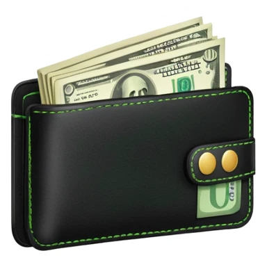 black leather wallet with green dollar bills sticking out sticker