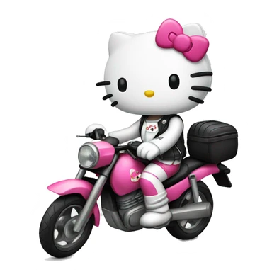 Hello kitty qui fait de la moto sticker