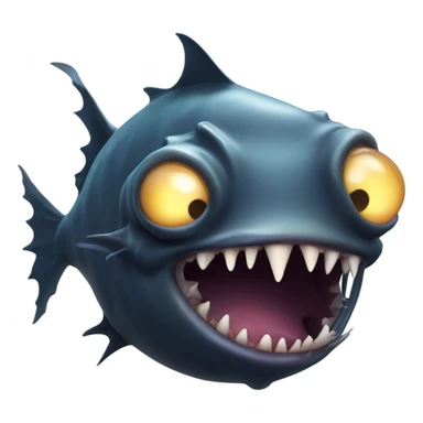 Anglerfish with a glowing lure hanging from its forehead, sharp teeth, and big eyes. sticker