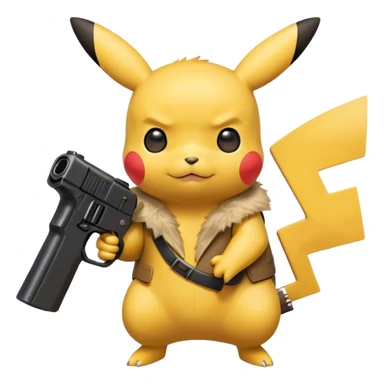 Pikachu holding a black toy gun sticker