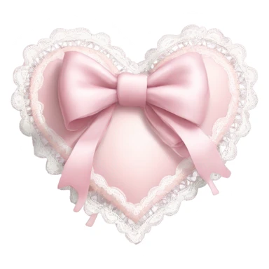 rococo Pastel pink heart with white bow with lace and frills  sticker