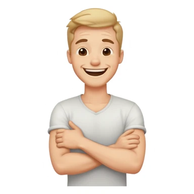 arms crossed holding neck laughing guy￼ sticker