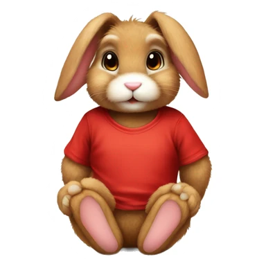 Super Cute girly Fluffy brown bunny rabbit teddy wearing red tshirt sitting  sticker
