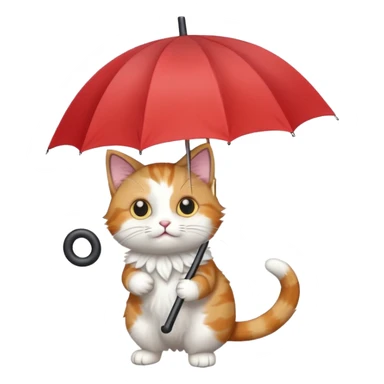 cat holding an umbrella sticker