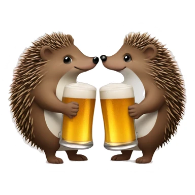 two cute hedgehogs in love drinking beer and love each other  sticker