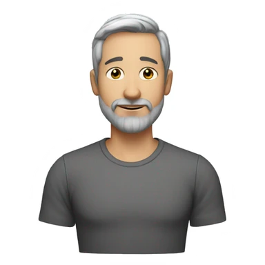 38 year old man with very very short grey hair and short beard, oval face, small black eyes, pimples on cheeks, big nose sticker