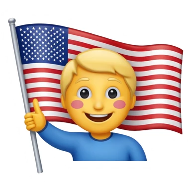 waving American flag emoji with happy face for the Fourth of July sticker