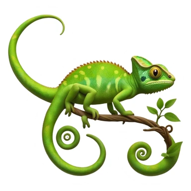 cinematic-chameleon-realistic-full-body-climbing-emoji,-slender-body-gripping-a-twisting-vine-with-prehensile-feet,-scaly-green-skin-shifting-shades-with-its-environment,-large-bulging-eyes-rotating-independently,-delicate-coiled-tail-curling-behind,-long-tongue-slightly-protruding-as-if-ready-to-strike,-simplified-yet-realistic-focused-features,-highly-detailed,-glowing-with-an-ethereal-forest-light sticker