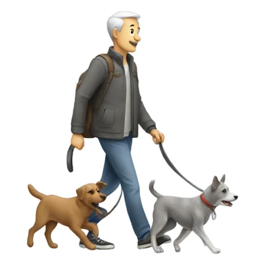Man walking a grey dog sticker