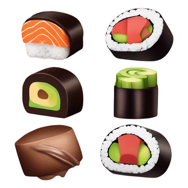 Sushi and chocolate cake sticker