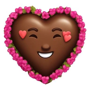 Heart shaped box of chocolate with a lei around it sticker