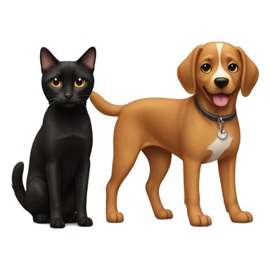 Check Rochelle dog with a black and brown cat standing together sticker