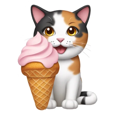 calico cat with icecream  sticker