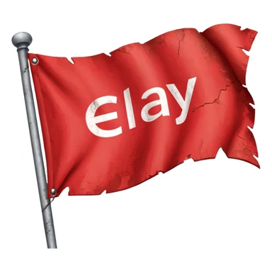 red flagg with eBay words on them sticker